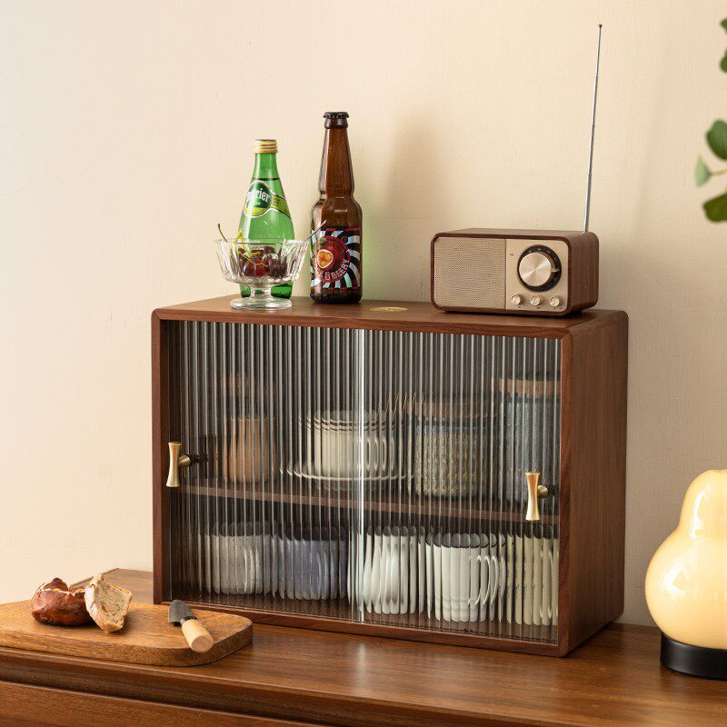 桌面收纳盒柜餐桌杯子置物架防尘A咖啡杯茶杯收纳架木质厨房储物