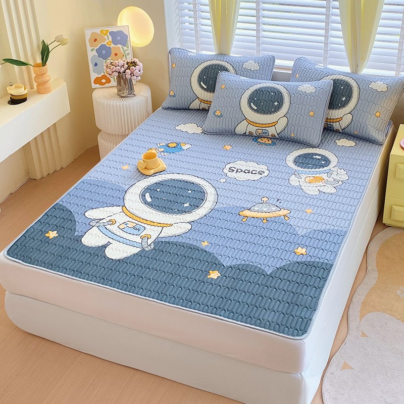 乳胶凉席夏天冰丝席男孩三件套儿童夏季宿舍空调S软席子床垫可水