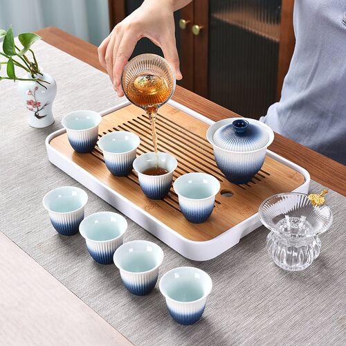 办公家用整套陶瓷功夫茶具套装便C携式旅行包盖碗茶海茶滤茶杯茶
