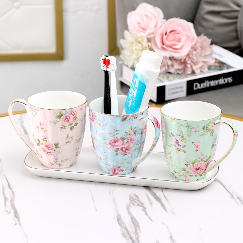 骨瓷家用漱口杯i刷牙杯牙缸套装创意轻奢情侣家庭牙具组合洗漱套