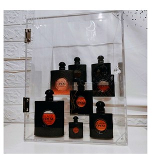 大号阶梯形有门香水架防尘香水展示箱亚克力O护肤品透明桌面收纳
