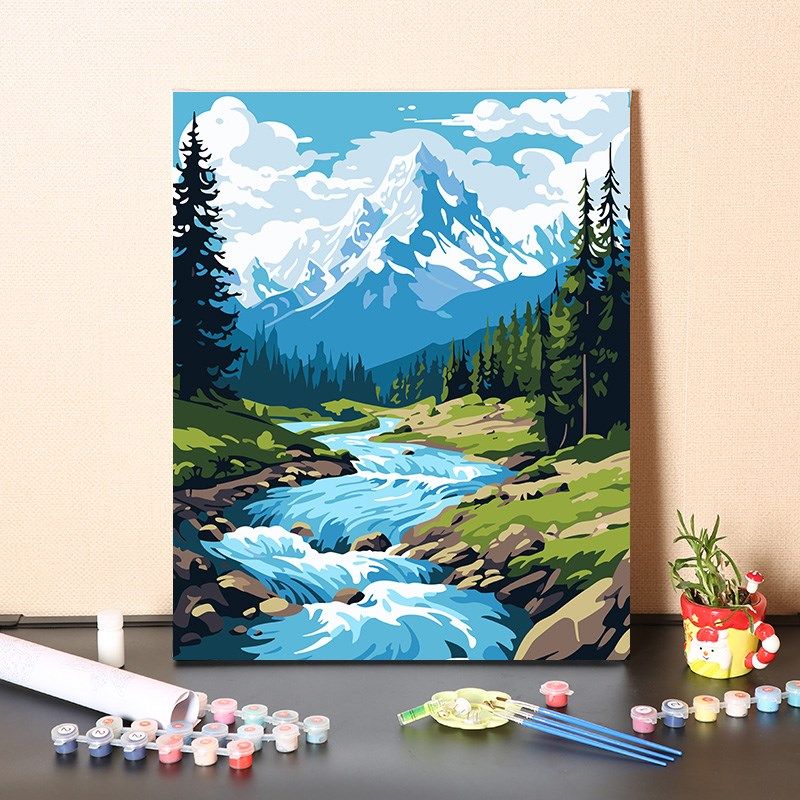 数字油画diy手工填充阿尔卑斯山治愈清晰风景手绘V涂色丙烯油彩画,家居饰品,DIY/数字油画,淘宝优惠券,粉丝福利购,淘宝优惠卷