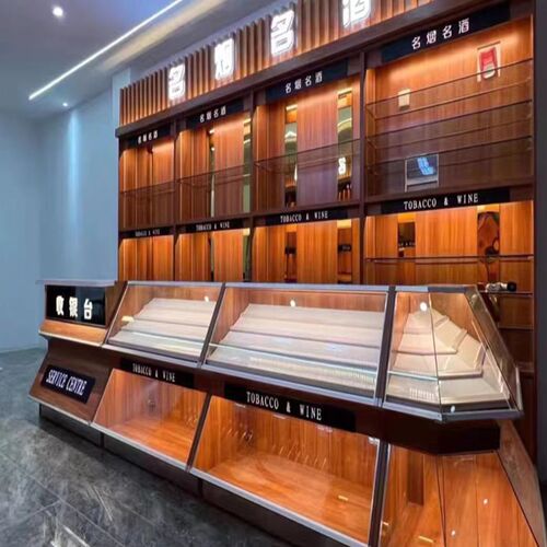 烟酒茶叶柜烟柜酒行n陈列柜商场超市实木烟酒柜红酒柜白酒展示柜