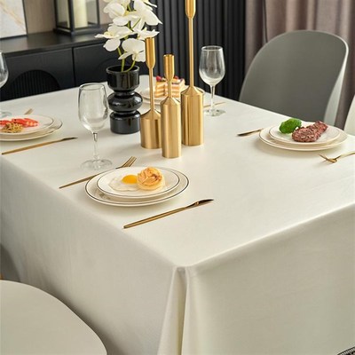 轻奢高级感桌布免洗防油防水长方形G餐桌布酒店会议台布纯色高档