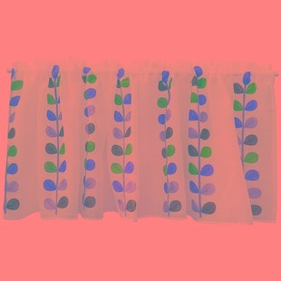 精致绣花五彩叶纱门o帘小半帘衣柜遮挡免打孔厨房玄关隔断置物架