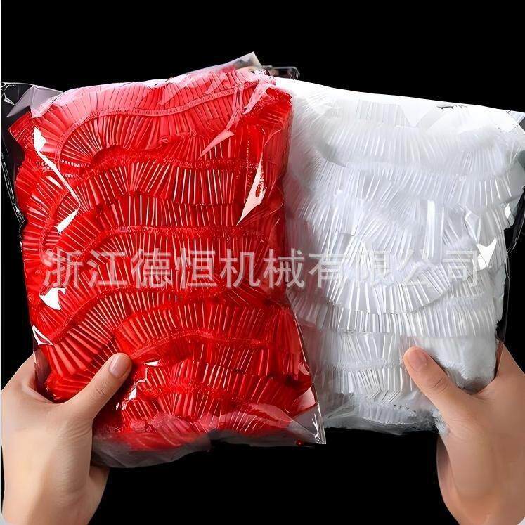 全自动一次PE膜束口桌布机高速塑浴料性防尘盆DH-15罩盆套PE膜足