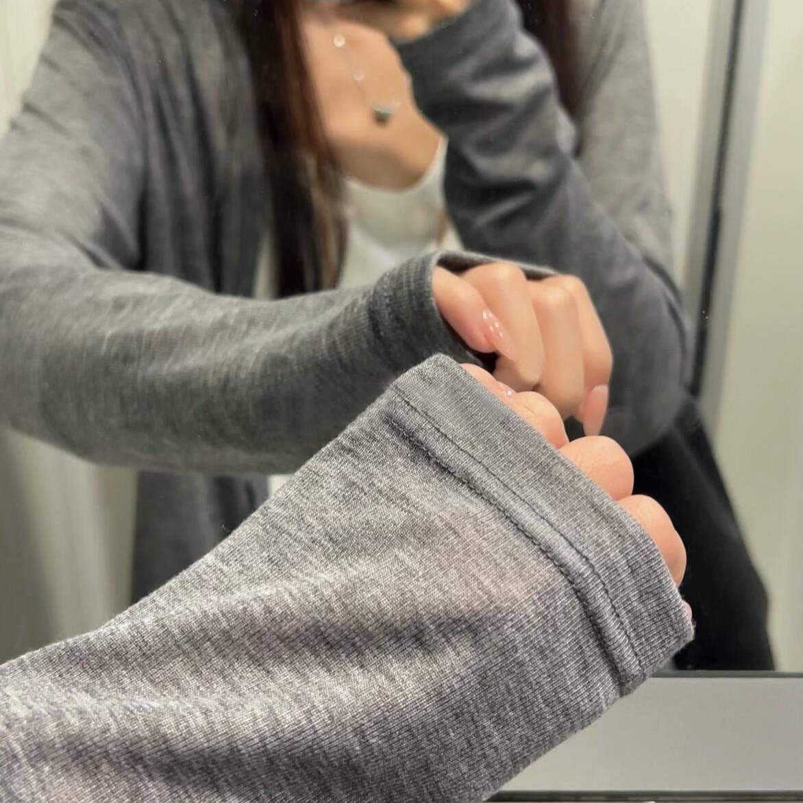 韩系慵懒灰色冰丝防晒开