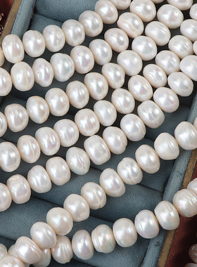 11-12mm超大无核老蚌天然淡水珍珠螺纹一串37cm38颗左右