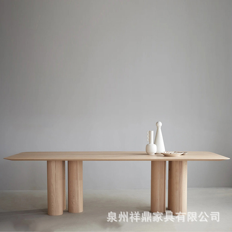 北欧白蜡木餐桌餐台家用原木简约工作台书桌实木创意办公会议桌子