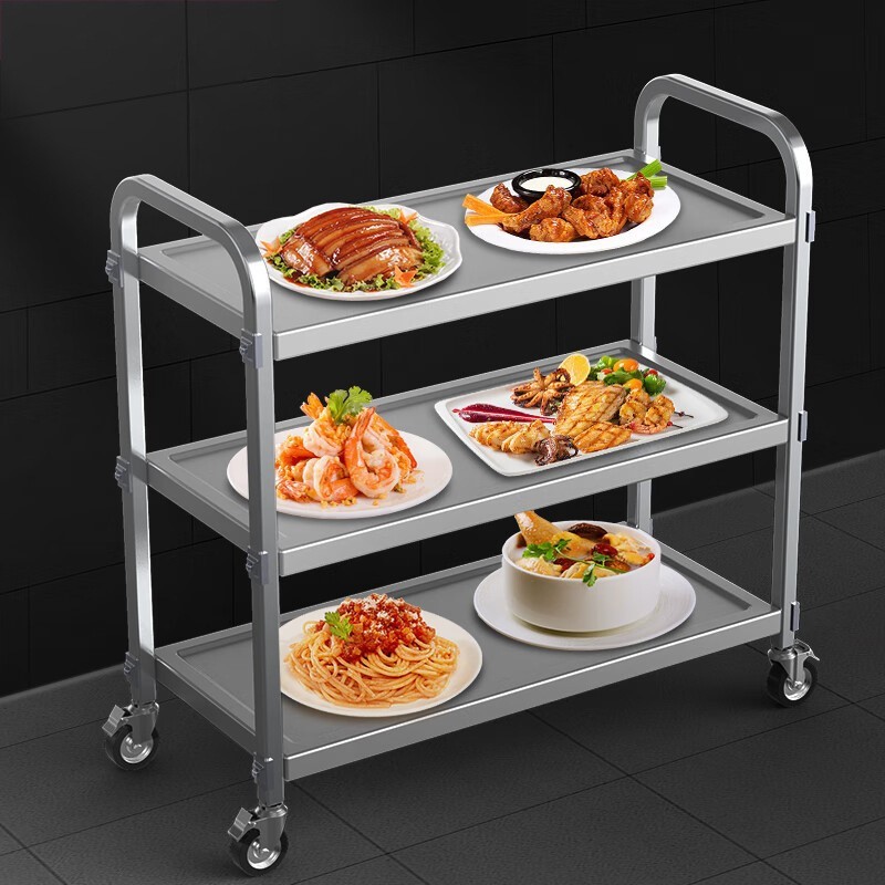 乐创餐厅茶楼商用三层餐车食堂不锈钢移动送餐收碗车LC-J-YDC03