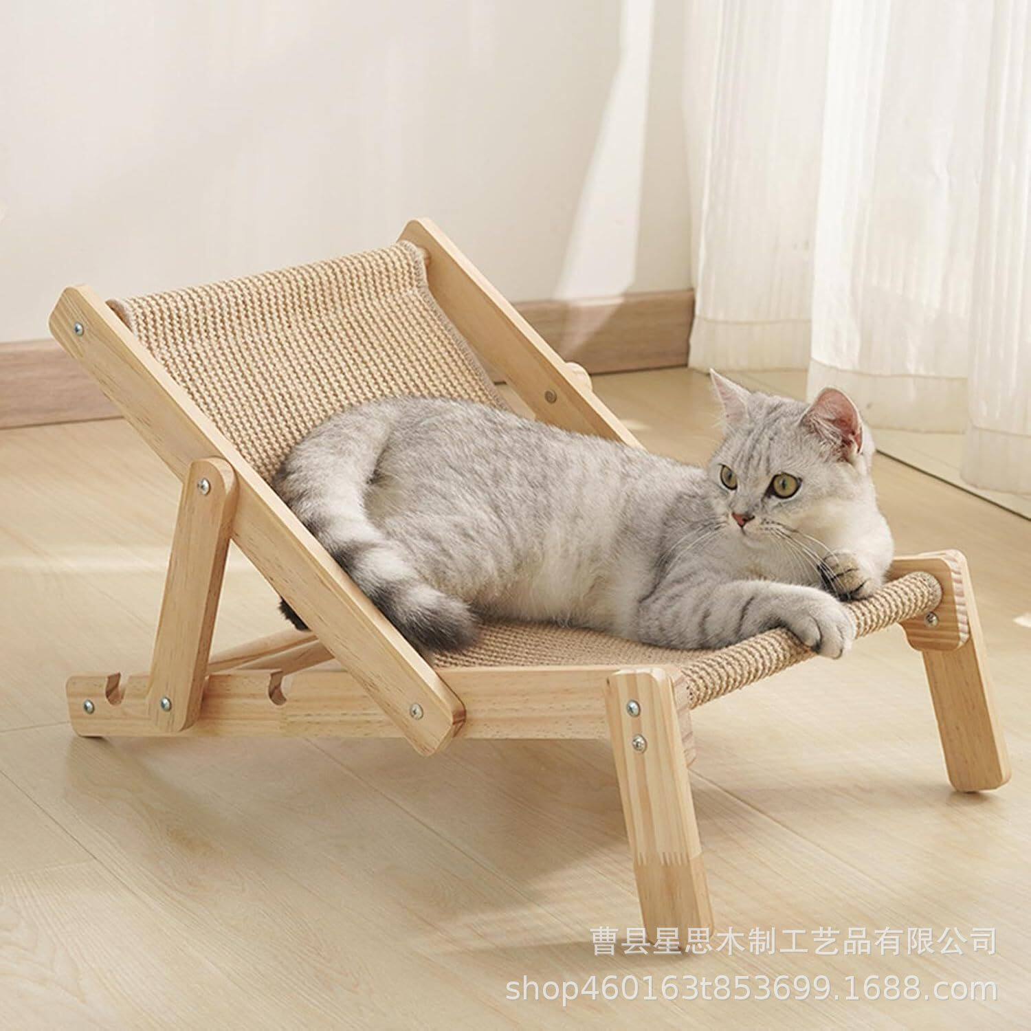 木制猫窝可折叠家用猫沙发猫咪栖息床猫咖猫猫窝宠物躺椅可调节架