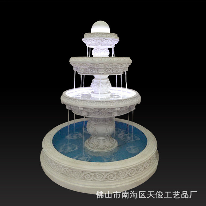 欧式砂岩喷泉 酒店室内装饰水景喷泉大型假山鱼池流水摆件工艺品