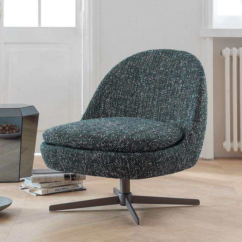 单人沙发休闲椅北欧实用时尚风格设计师皮艺布艺转椅会客椅子