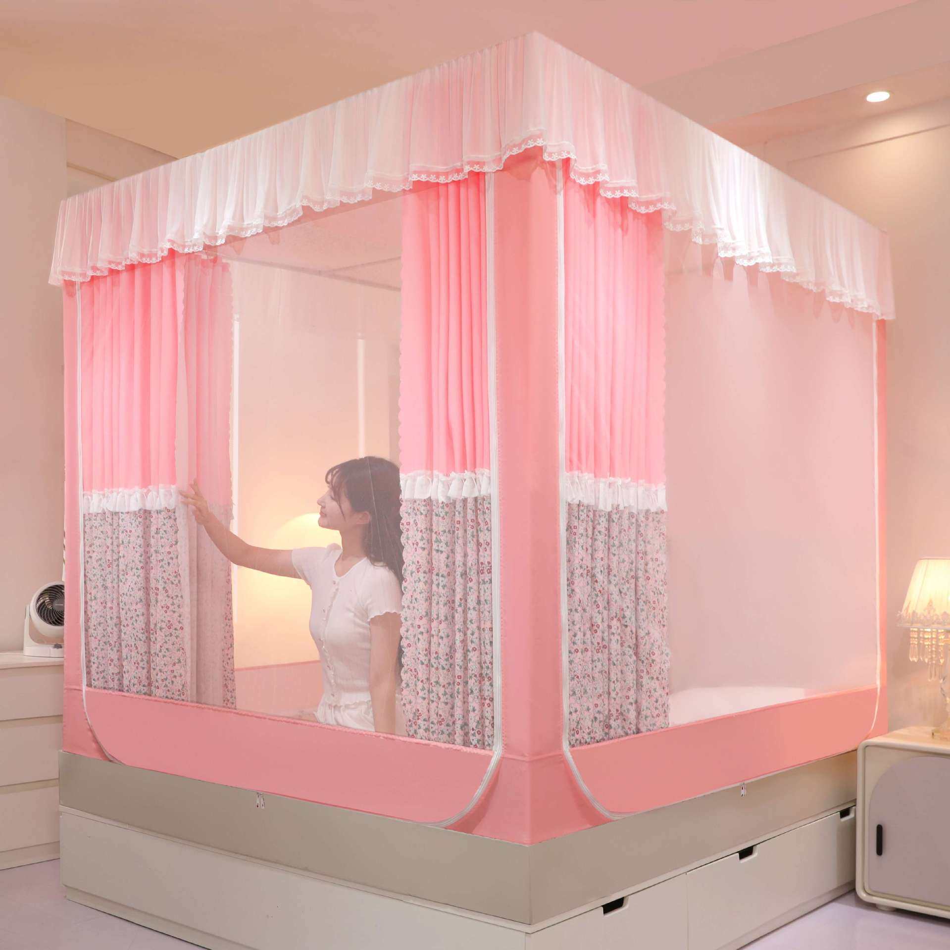 回型底蒙古包蚊帐儿童防摔加密防蚊遮光拉链三开门床帘韩式新款,橡塑材料及制品,其他塑料制品,淘宝优惠券,粉丝福利购,淘宝优惠卷