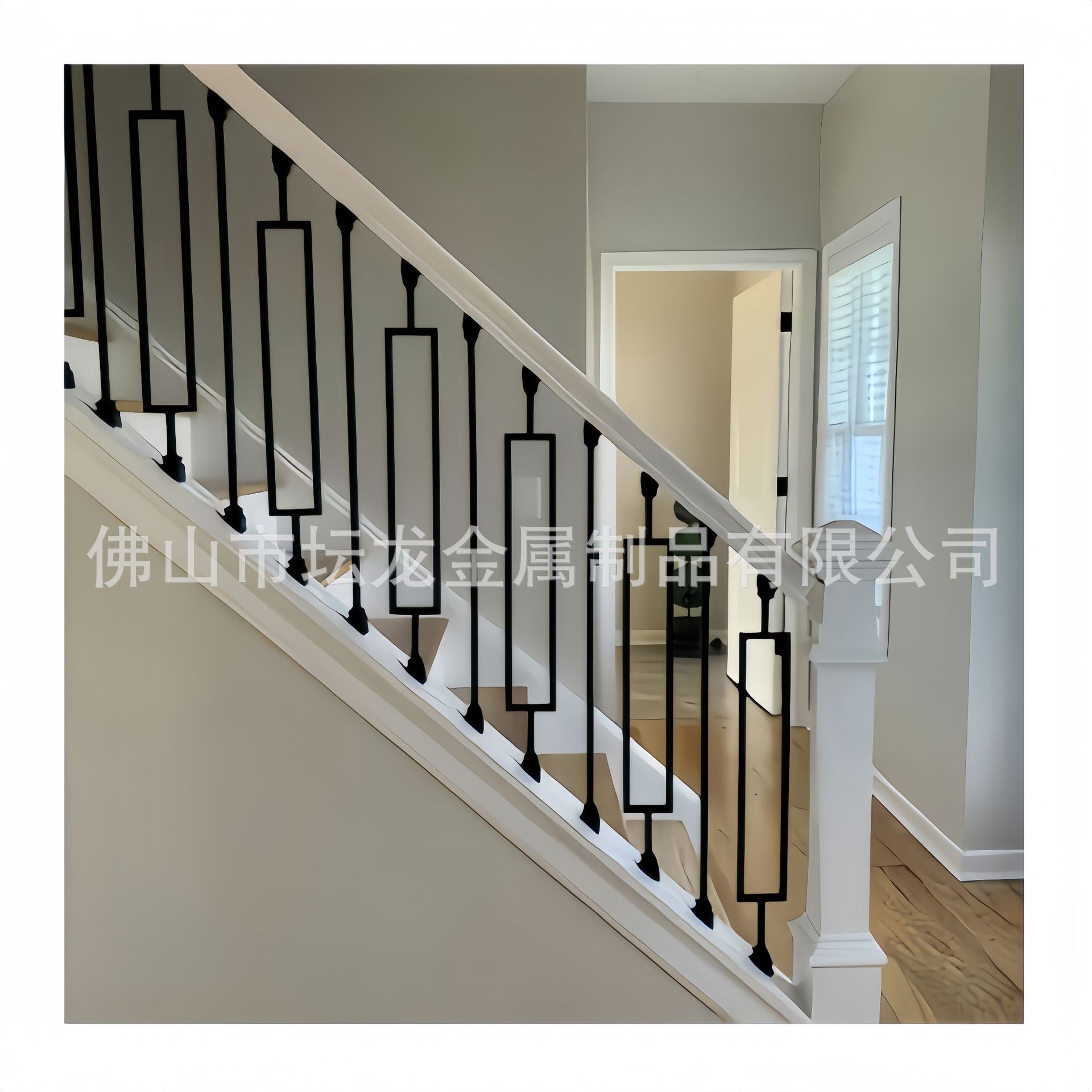 出口欧美 简约金属楼梯扶手栏杆黑色金属护栏 别墅室内楼梯装饰