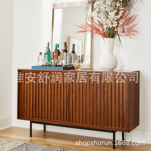 新中式滑动式餐边柜矮柜一体家用入门玄关柜客厅茶水柜收纳置物架