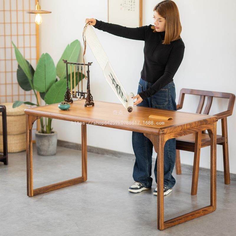 奇点全实木电脑桌桌家用新中式书桌国学桌家用书桌办公桌书法桌书