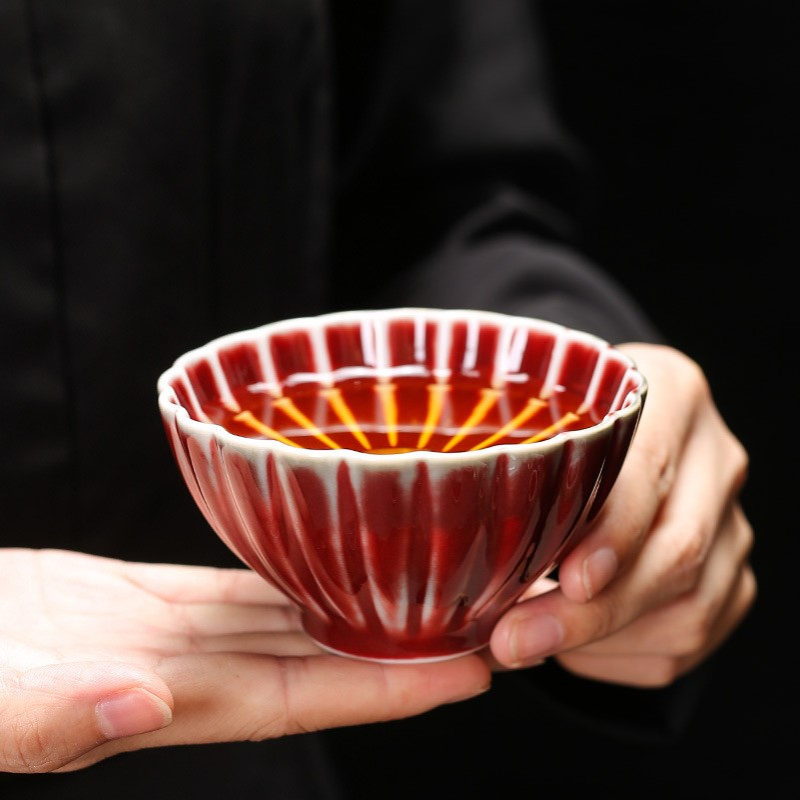 名述陶瓷郎红主人杯单杯斗笠杯品茗女杯高端茶杯个人杯高档喜茶盏