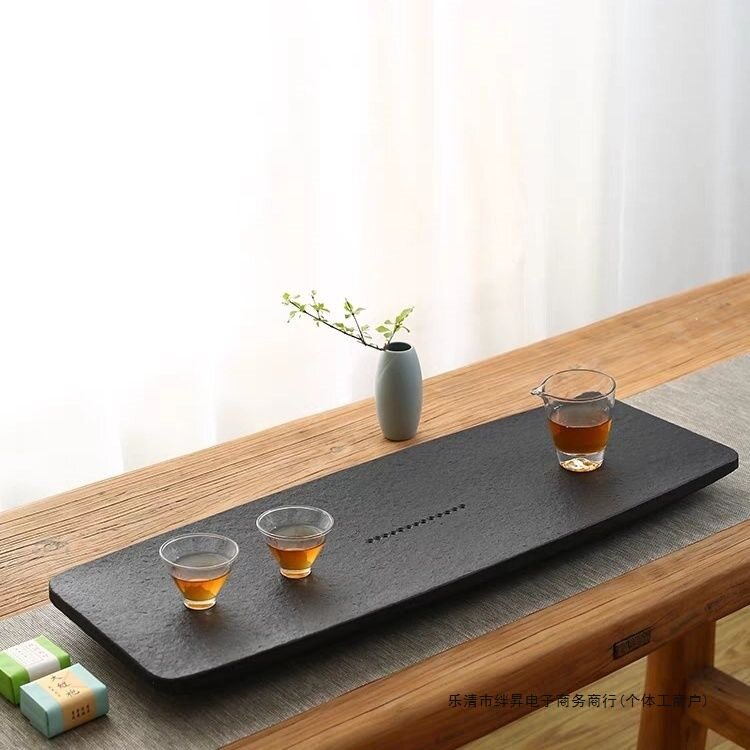 天然金石茶盘家用简约石头茶海整块大小茶具套装茶台石材托盘