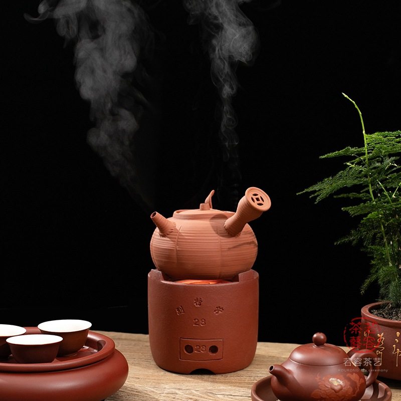 若容茶艺陶紫砂茶壶煮茶器电陶炉陶瓷烧水壶红泥电陶炭炉复古风