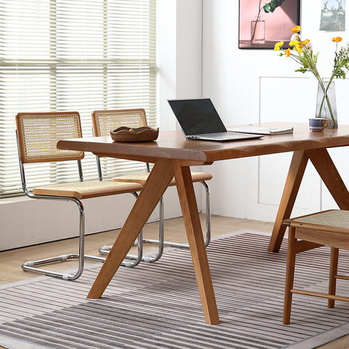 北欧全实木工作桌 超厚大长桌 樱桃木桌子日式餐厅工作台