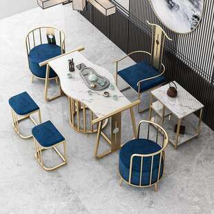 新中式茶桌椅组合小户型轻奢阳台大理石茶台现代简约办公室泡茶桌