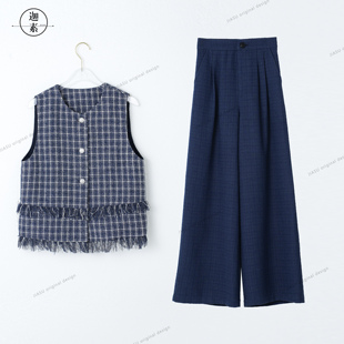 素色格纹诗 显瘦小香风套装 2026春季 气质时尚 S672 新款 JIASU
