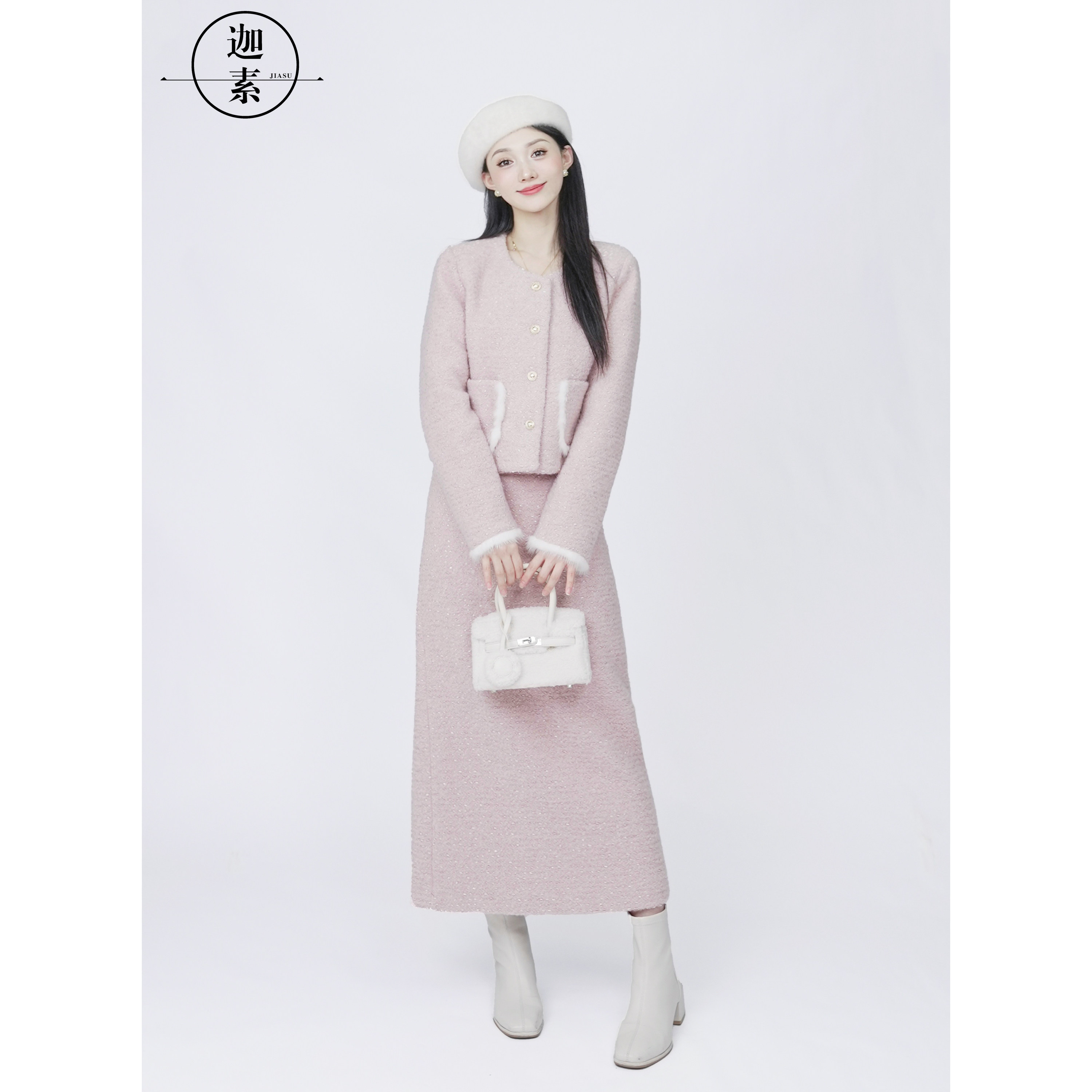 JIASU 2024冬季气质时尚显瘦优雅小香羽绒套装 S408