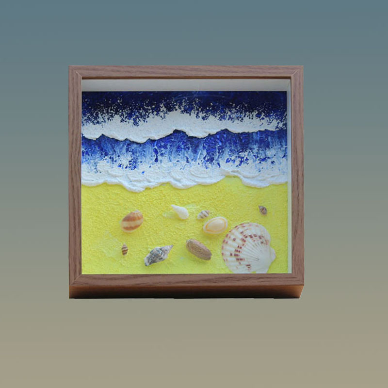 纯手工手绘丙烯成品画蓝色抽象装饰画现代挂画餐厅肌理沙滩摆件图片