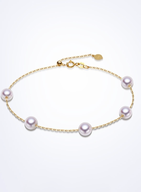 星晴海水珍珠手链18K金白色正圆强光女款满天星轻奢高级送女友