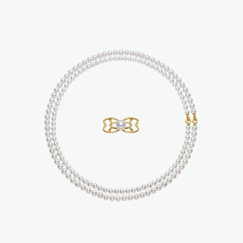 s925银淡水珍珠项链珍爱经典淡水珍珠双层链时尚百搭情人节送女友