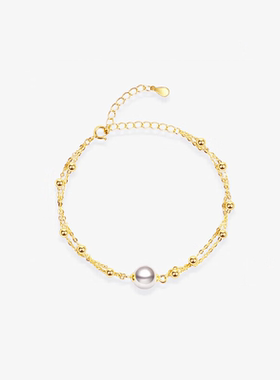 akoya珍珠手链18K金高亮海水珍珠手串女珠宝首饰高级百搭送女友