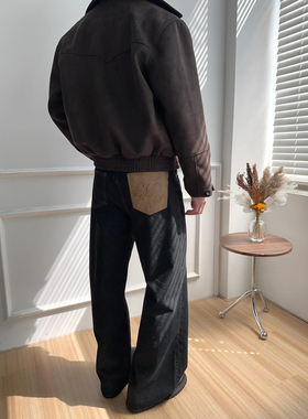 ONEER 马毛冈山原牛14.5oz盎司弯刀原色洗水牛仔裤baggy长裤A字阔