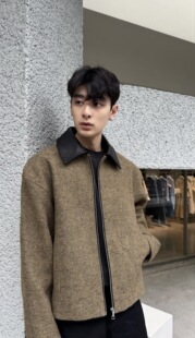ONEER 羊毛翻领结构裁剪静奢质感短宽外套 多尼戈尔羊毛花呢夹克