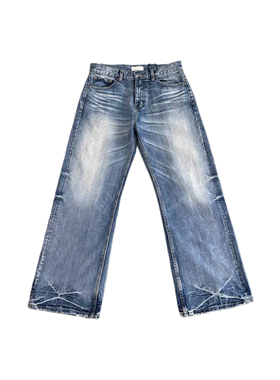 ONEER 牛王系列07雪花蓝线赤耳水洗做旧A字直筒版型牛仔裤Cleanf