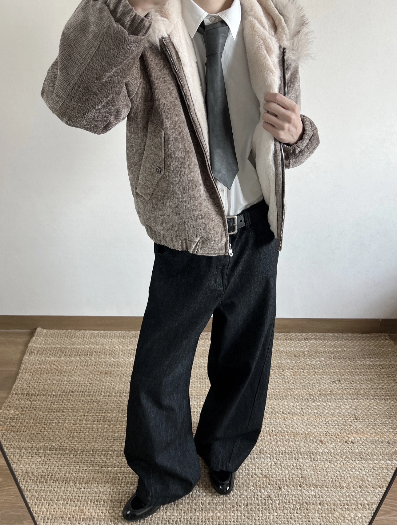 ONEER「一件过冬」1300G双面穿仿兔毛复古毛领连帽座山雕棉服外套