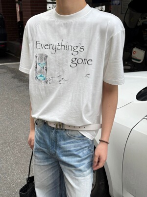 ONEER「Everything's gone」标语时间流逝沙漏印花索罗娜短袖t恤