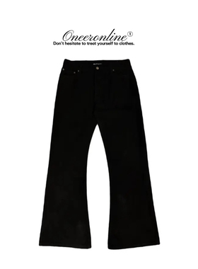 Oneer  black 雪花绒 vibe显瘦cleanfit巴黎弯刀直筒微喇黑牛仔裤