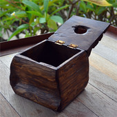 泰国手工实木纸巾盒卷纸圆筒桌面家用酒店创意复古V纸巾筒家居装