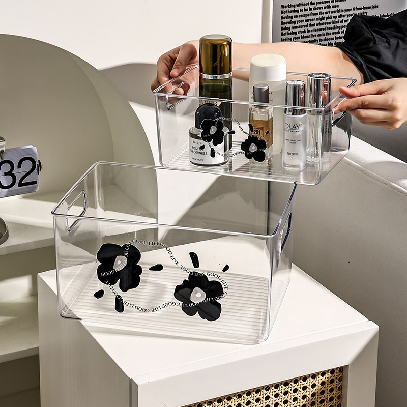 ins高级感桌面化妆品q收纳盒护肤品杂衣物家用茶几零食塑料收纳筐,收纳整理,桌面收纳盒,淘宝优惠券,粉丝福利购,淘宝优惠卷