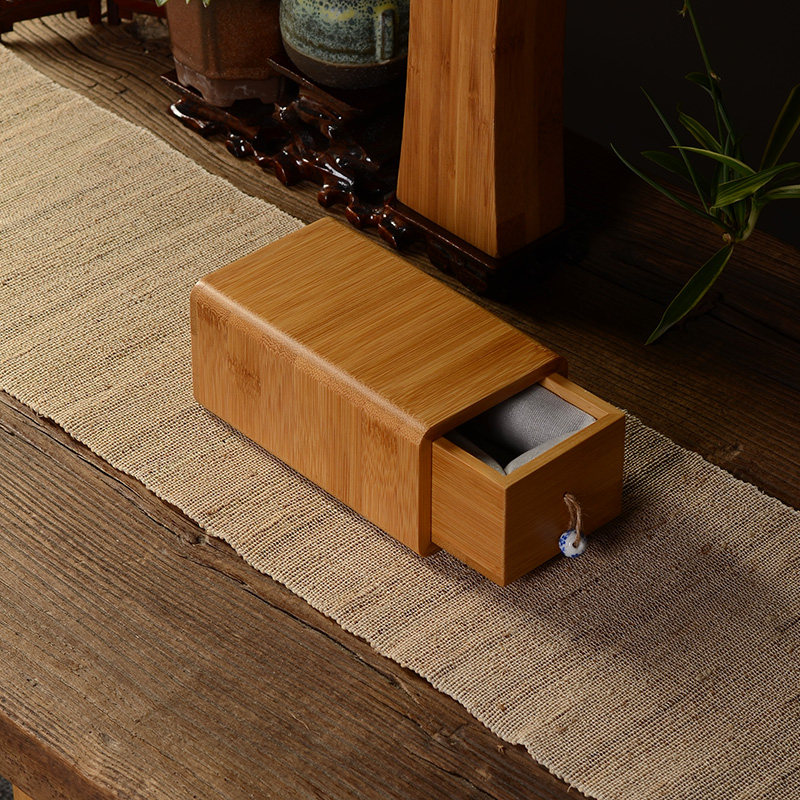 [抽屉竹麻衬盒]圣诞元旦节日礼盒迷你竹盒包装印章口W红盒加厚板