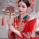 双面双色新重工团扇新娘出嫁手持遮面喜扇结婚礼物S团扇diy材料包