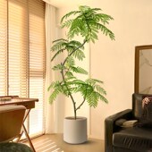 仿真绿植蓝花楹室内盆栽大型仿生植物假树轻奢客厅U装 饰品落地摆