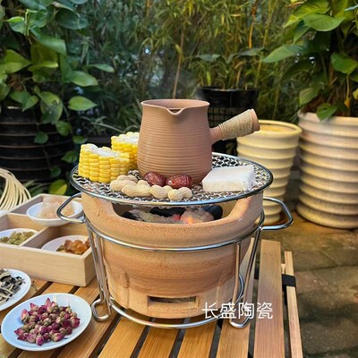 烧烤炭炉柴烧窑变烤茶罐陶壶煮茶煮水H围炉煮茶中式打边碳炉煮奶