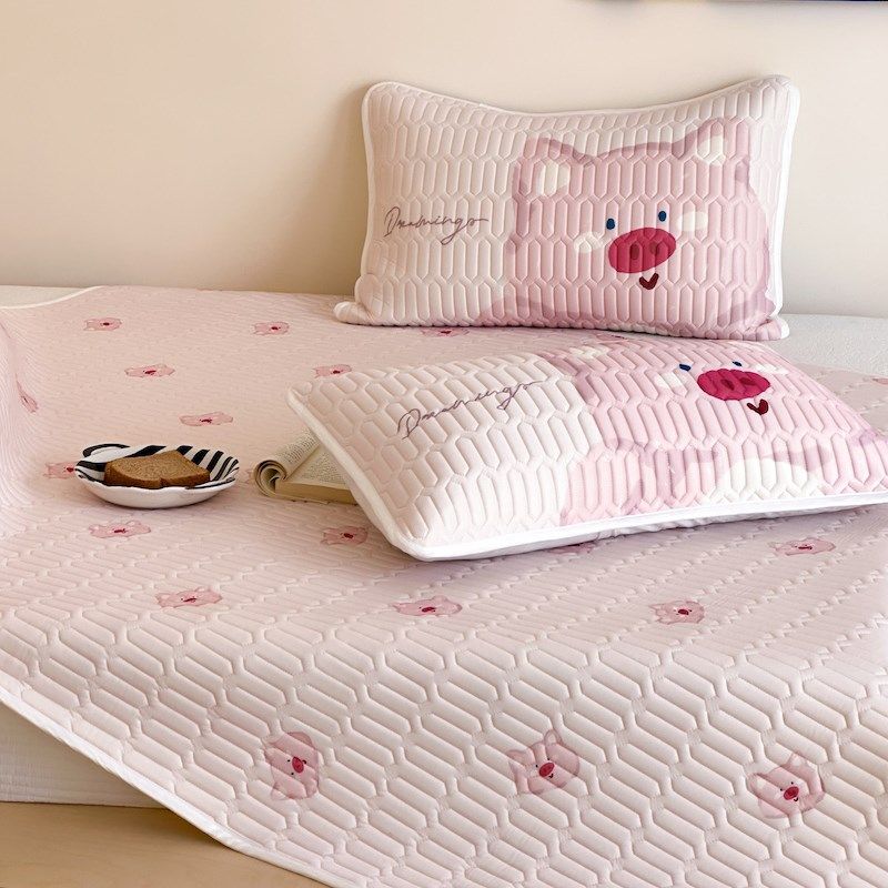 卡通粉猪猪夏季乳j胶席子空调软凉席三件套可水洗1.5米冰丝1.8m床,床上用品,乳胶席,淘宝优惠券,粉丝福利购,淘宝优惠卷