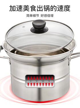 不锈钢多a用锅 加厚复底不锈钢多功能面条奶锅蒸锅油炸锅家用锅具