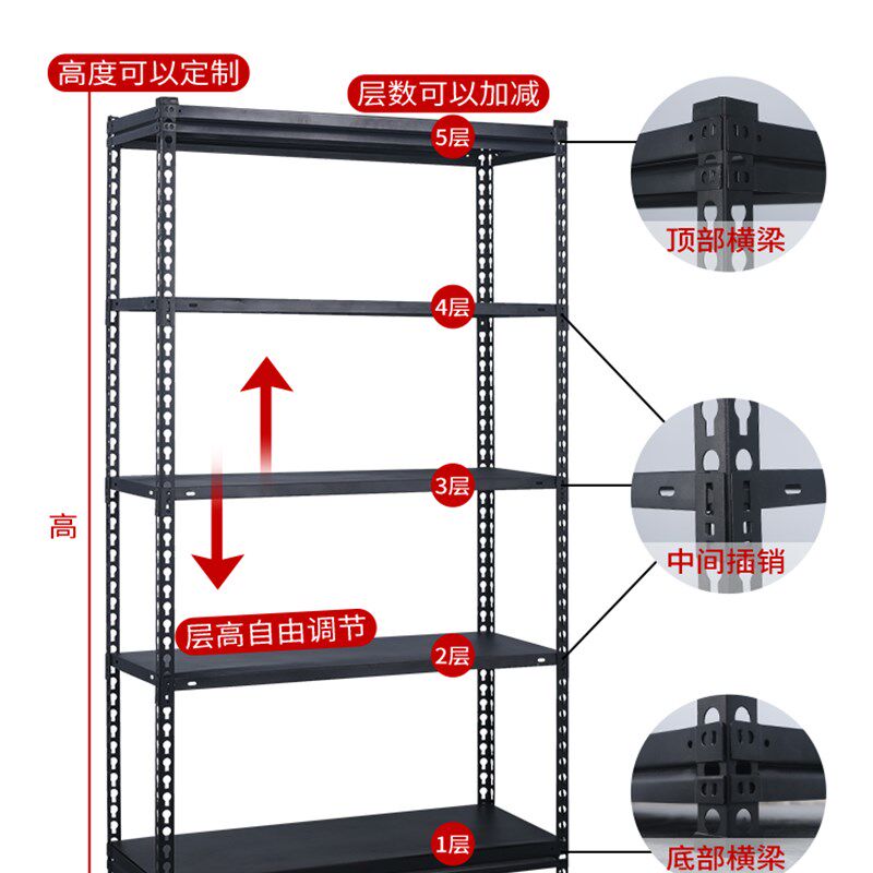 免螺丝组装货架展示架家用储物架收纳架子多层仓库阳台Z置物架落