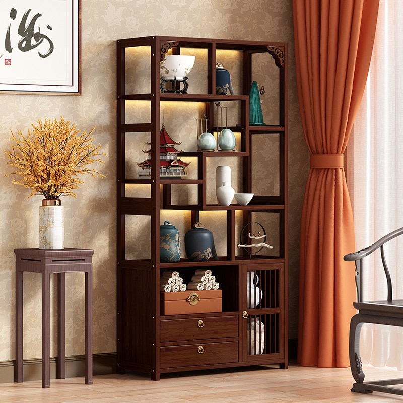 茶具置物架茶叶展示架家用陈列架新中式博古架非实木多宝阁茶壶架