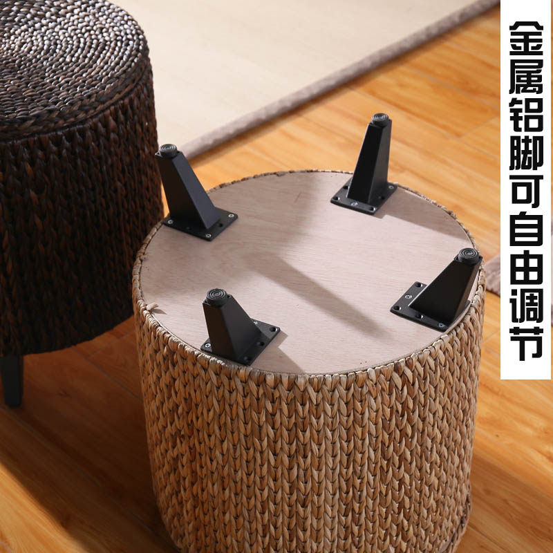 圆形复古藤编收纳凳储物换鞋凳客厅门F厅坐凳欧式田园储物整理箱