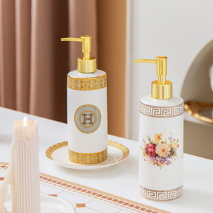 轻奢陶瓷洗手液沐浴露洗发v水分装瓶乳液按压瓶子欧式高档酒店摆